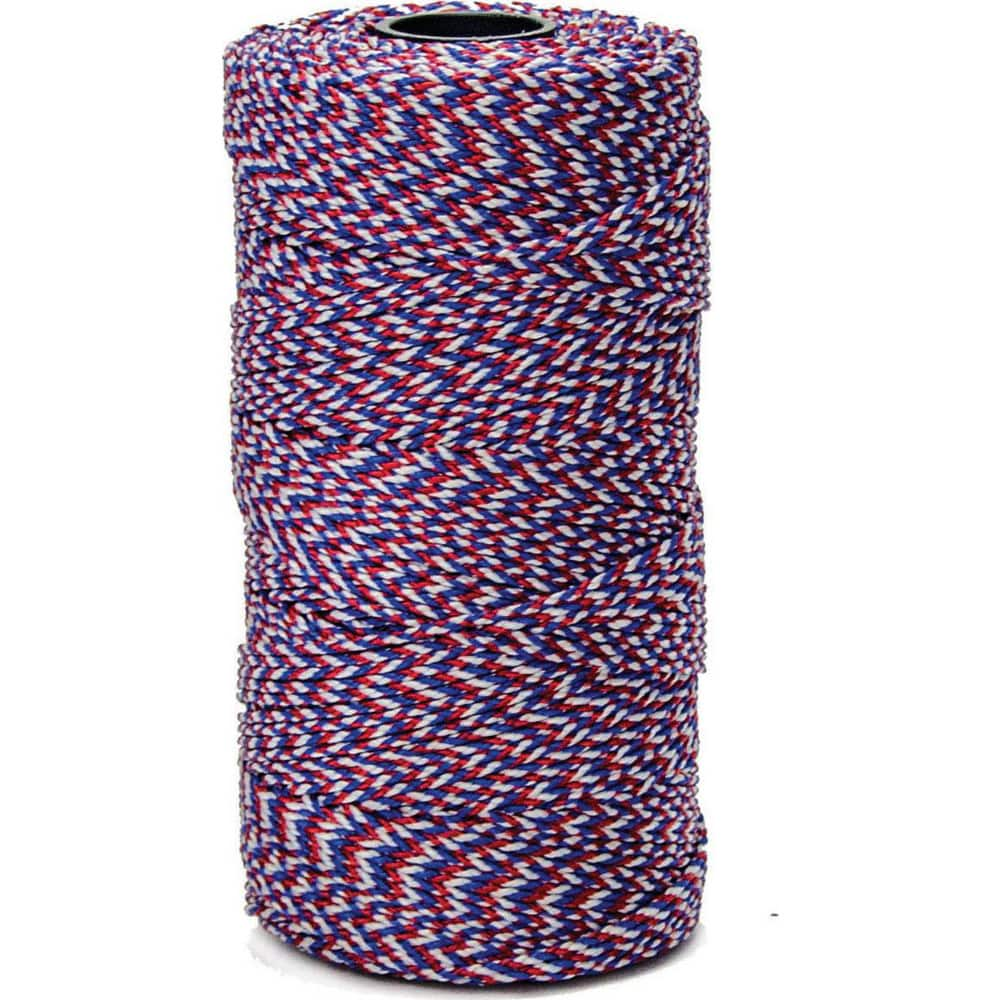 Twine; Type: Mason Line; Material: Nylon; Twine Construction: Braided; Color: Red; White; Blue; Overall Diameter: 0.073; Breaking Strength (Lb.): 250.000; Twine Size: #24; Length (Feet): 685.00; Twine Size: #24; Diameter (Decimal Inch): 0.073; Color: Red;