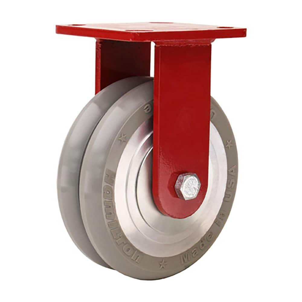 Rigid Top Plate Caster: Polyurethane on Aluminum, 4″ Wheel Dia, 2″ Wheel Width, 900 lb Capacity, 5-5/8″ OAH 4.5″ Plate Length, 4″ Plate Width, Non-Marking