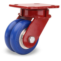 Swivel Top Plate Caster: Polyurethane on Aluminum, 4″ Wheel Dia, 3″ Wheel Width, 720 lb Capacity, 5-5/8″ OAH 4.5″ Plate Length, 4″ Plate Width, Non-Marking