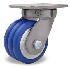 Swivel Top Plate Caster: Polyurethane on Aluminum, 6″ Wheel Dia, 2″ Wheel Width, 1,700 lb Capacity, 8″ OAH 7.25″ Plate Length, 5.25″ Plate Width, Non-Marking