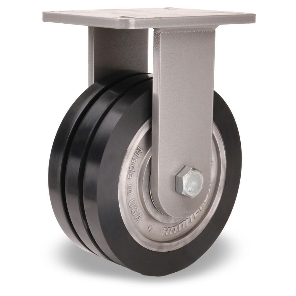 Rigid Top Plate Caster: Polyurethane on Aluminum, 8″ Wheel Dia, 3″ Wheel Width, 3,500 lb Capacity, 10-1/2″ OAH 7.25″ Plate Length, 5.25″ Plate Width, Non-Marking