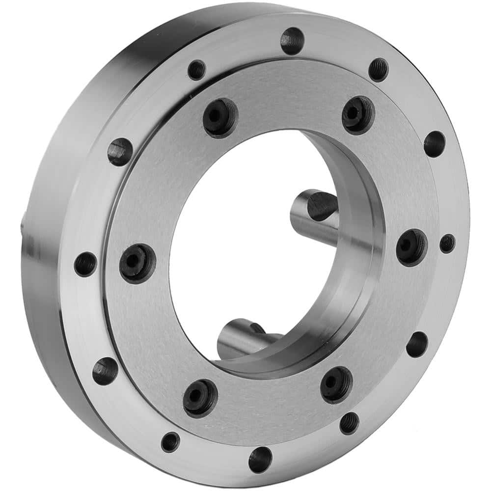 Lathe Chuck Adapter Back Plates; Nominal Chuck Size: 16 in; Mount Type: D1-8; Spindle Nose Type: D Series; Chuck Compatibility: 1-107-1600; 1-201-1600; 1-105-1600; 1-202-1600; 1-106-1600; 1-205-1600; 1-203-1600; Through-hole Diameter: 5.36 in; Chuck Diame