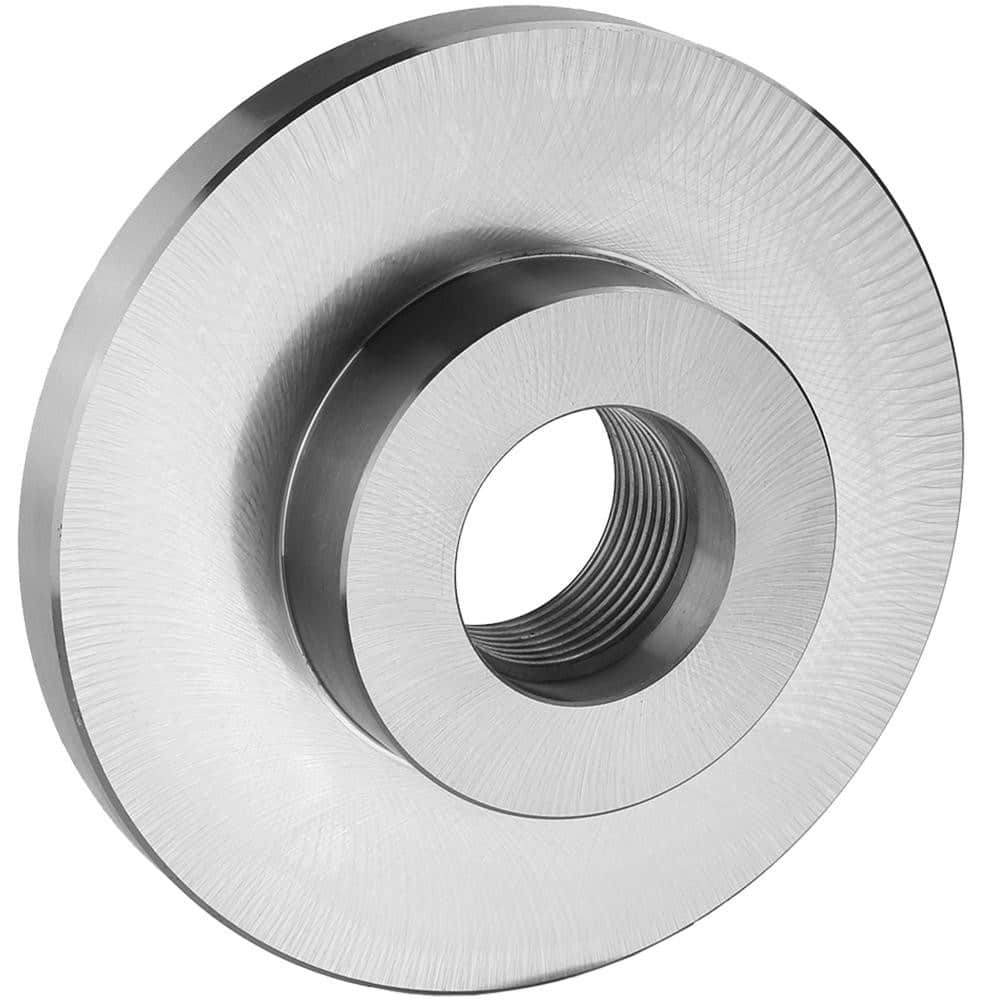 Lathe Chuck Adapter Back Plates; Nominal Chuck Size: 6 in; Mount Type:  Threaded Mount: 1-1/2 - 8; Spindle Nose Type: Threaded; Chuck Compatibility: 1-107-0600; 1-202-0600; 1-105-0600; 1-205-0600; 1-201-0600; 1-106-0600; 1-203-0600; 1-302-0600; Through-ho