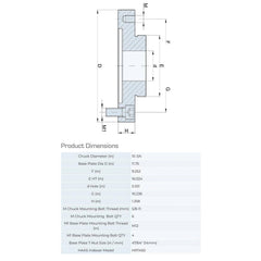 Lathe Chuck Adapter Back Plates; Nominal Chuck Size: 16 in; Mount Type: Slotted Table; Spindle Nose Type: Slotted Table; Chuck Compatibility: 1-101-1600; 1-103-1600; 1-151-1600; 1-153-1600; Through-hole Diameter: 5.551 in; Chuck Diameter Compatibility: 16