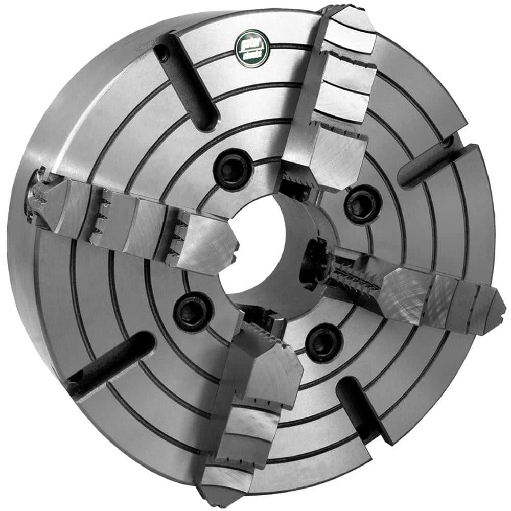 Independent Manual Lathe Chuck: 4-Jaw,  10″ Dia Hard & Solid Jaws, Direct & D1-4 Mount, 1,500 Max RPM