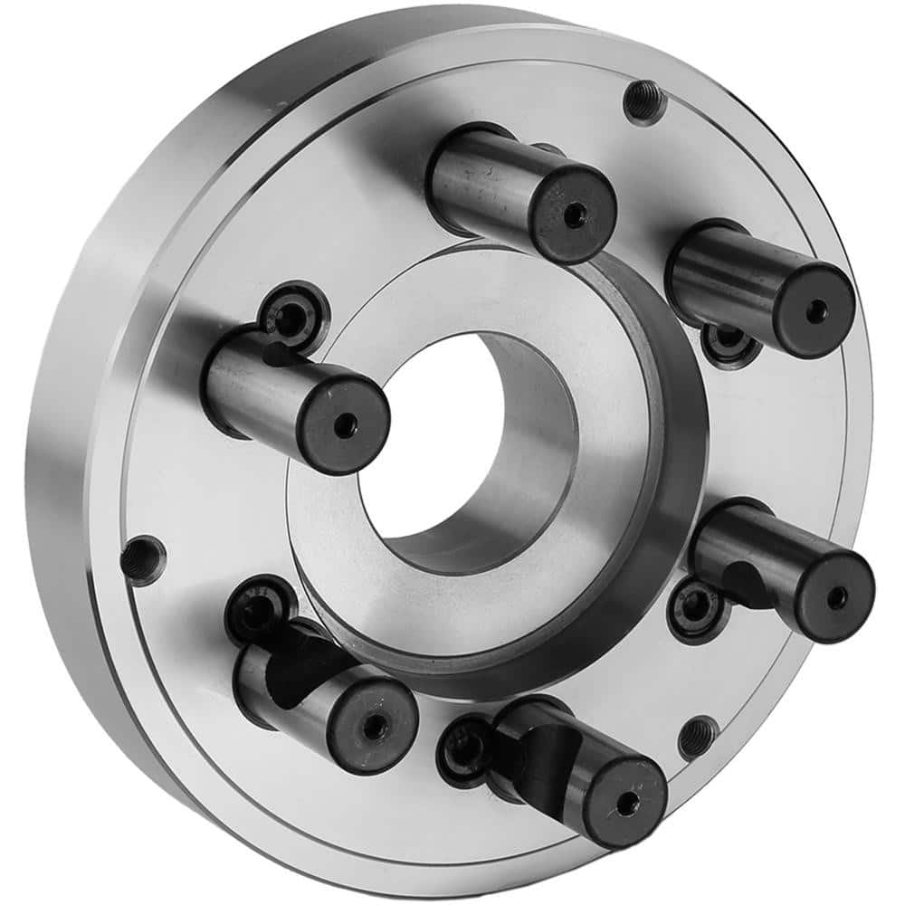 Lathe Chuck Adapter Back Plates; Nominal Chuck Size: 16 in; Mount Type: D1-6; Spindle Nose Type: D Series; Chuck Compatibility: 1-301-1600; 1-302-1600; Through-hole Diameter: 3.937 in; Chuck Diameter Compatibility: 16 in; Material: Steel; Chuck Diameter C