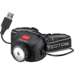 Headlamp: White, 600 Lumens Black Plastic Body, 1 Battery Included