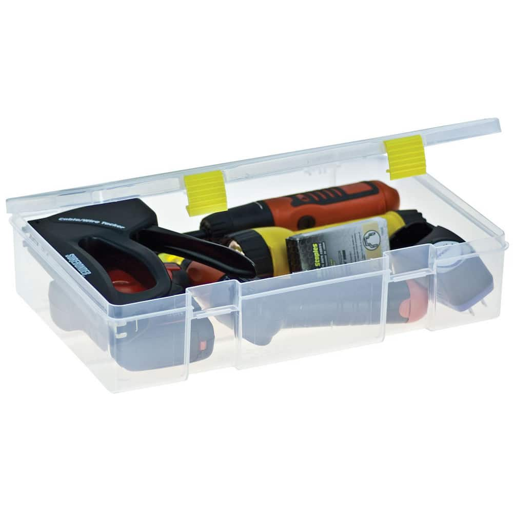 Small Parts Boxes & Organizers; Product Type: Compartment Box; Lock Type: ProLatch; Width (Inch): 9; Depth (Inch): 3-1/4; Number of Dividers: 0; Removable Dividers: No; Color: Clear; Features: One Open Compartment; Number Of Compartments: 1; Depth (Decima