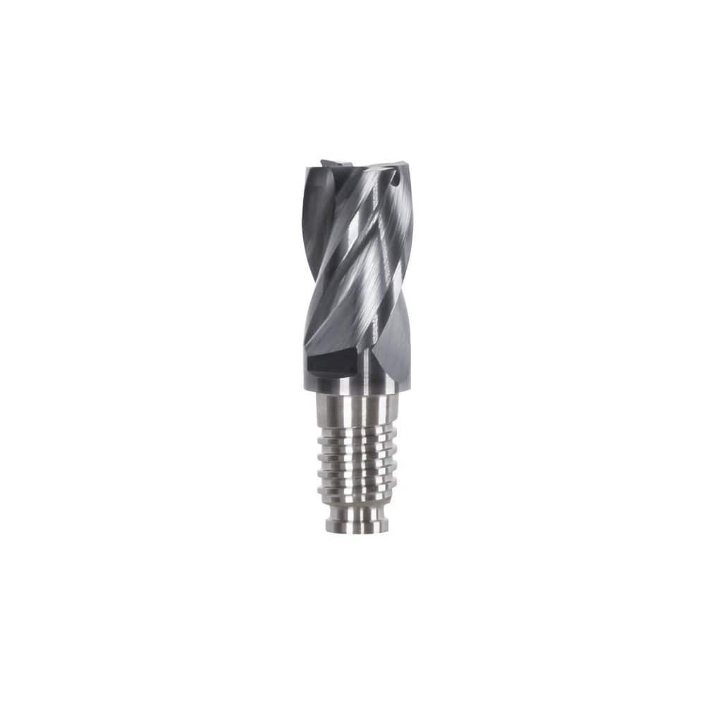 Corner Radius & Corner Chamfer End Mill Heads; Chamfer Angle: 45.000; Connection Type: Duo-Lock 20; Centercutting: Yes; Flute Type: Spiral; Number Of Flutes: 4; End Mill Material: Solid Carbide; Overall Length: 1.57