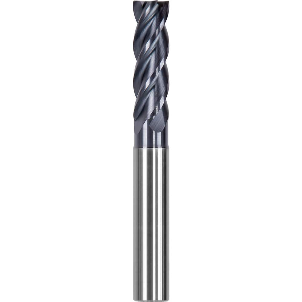 Corner Chamfer End Mill: 0.3937″ Dia, 1.1811″ LOC, 4 Flute, 0.0079″ Chamfer Width, Solid Carbide 3.23 mm OAL, AlTiN Coated, Centercutting