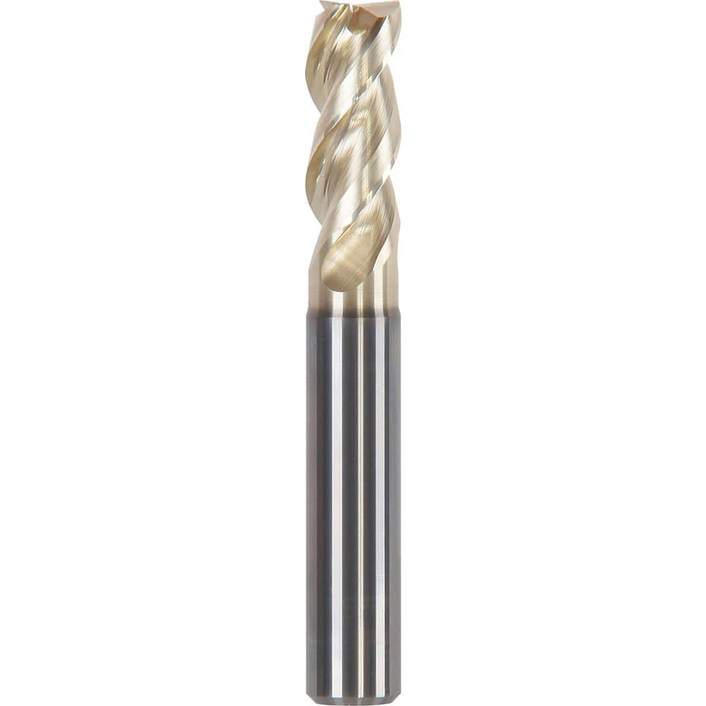 Corner Chamfer End Mill: 0.1575″ Dia, 0.4331″ LOC, 3 Flute, 0.0016″ Chamfer Width, Solid Carbide 2.28 mm OAL, ZrN Coated, Centercutting