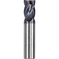 Corner Chamfer End Mill: 0.125″ Dia, 0.156″ LOC, 4 Flute, 0.0025″ Chamfer Width, Solid Carbide 1-1/2″ OAL, 1/4″ Shank Dia, AlTiN Coated, Centercutting