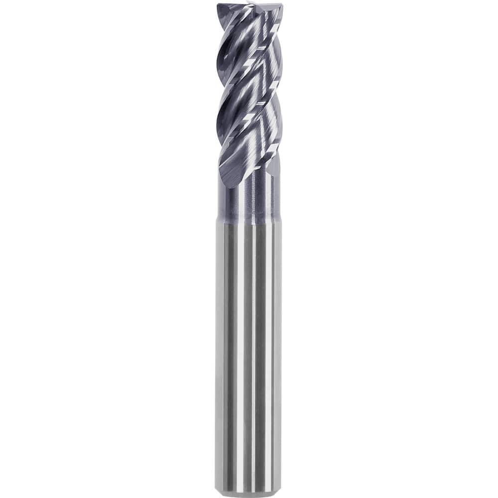 Corner Chamfer End Mill: 0.3937″ Dia, 0.8661″ LOC, 4 Flute, 0.0118″ Chamfer Width, Solid Carbide 2.87 mm OAL, AlTiN Coated, Centercutting