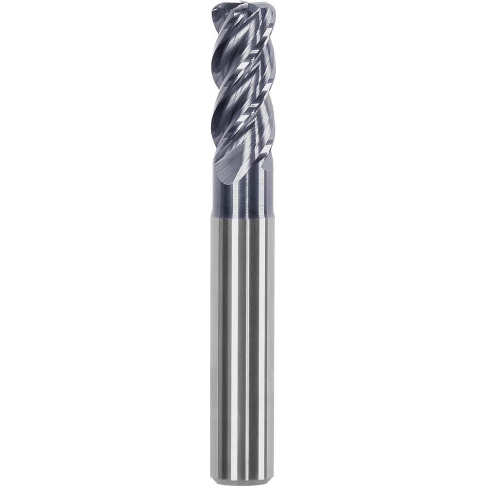 Corner Radius End Mill: 0.7874″ Dia, 1.4961″ LOC, 0.08″ Radius, 4 Flutes, Solid Carbide 4.13″ OAL, 0.7874″ Shank Dia, Helix, AlTiN Coated, Centercutting