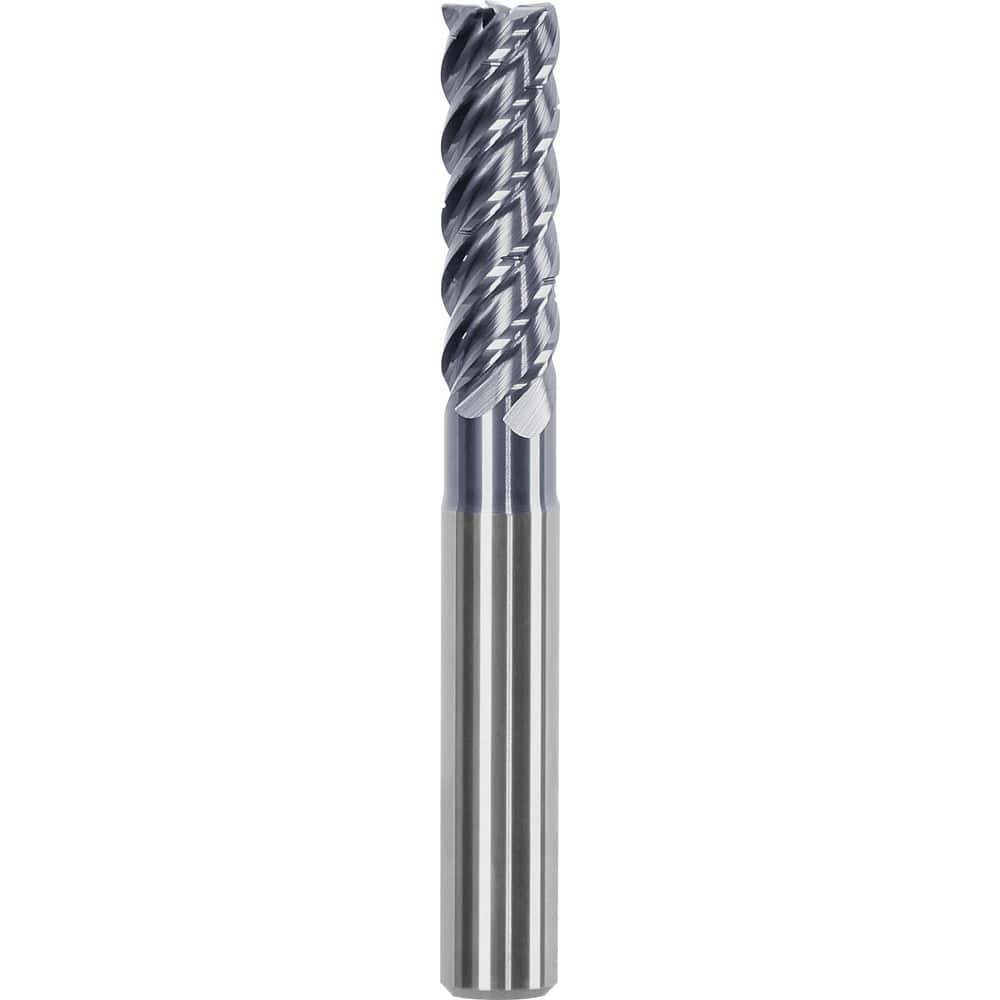 Corner Chamfer End Mill: 0.4724″ Dia, 1.4173″ LOC, 5 Flute, 0.0118″ Chamfer Width, Solid Carbide 3.74 mm OAL, AlTiN Coated