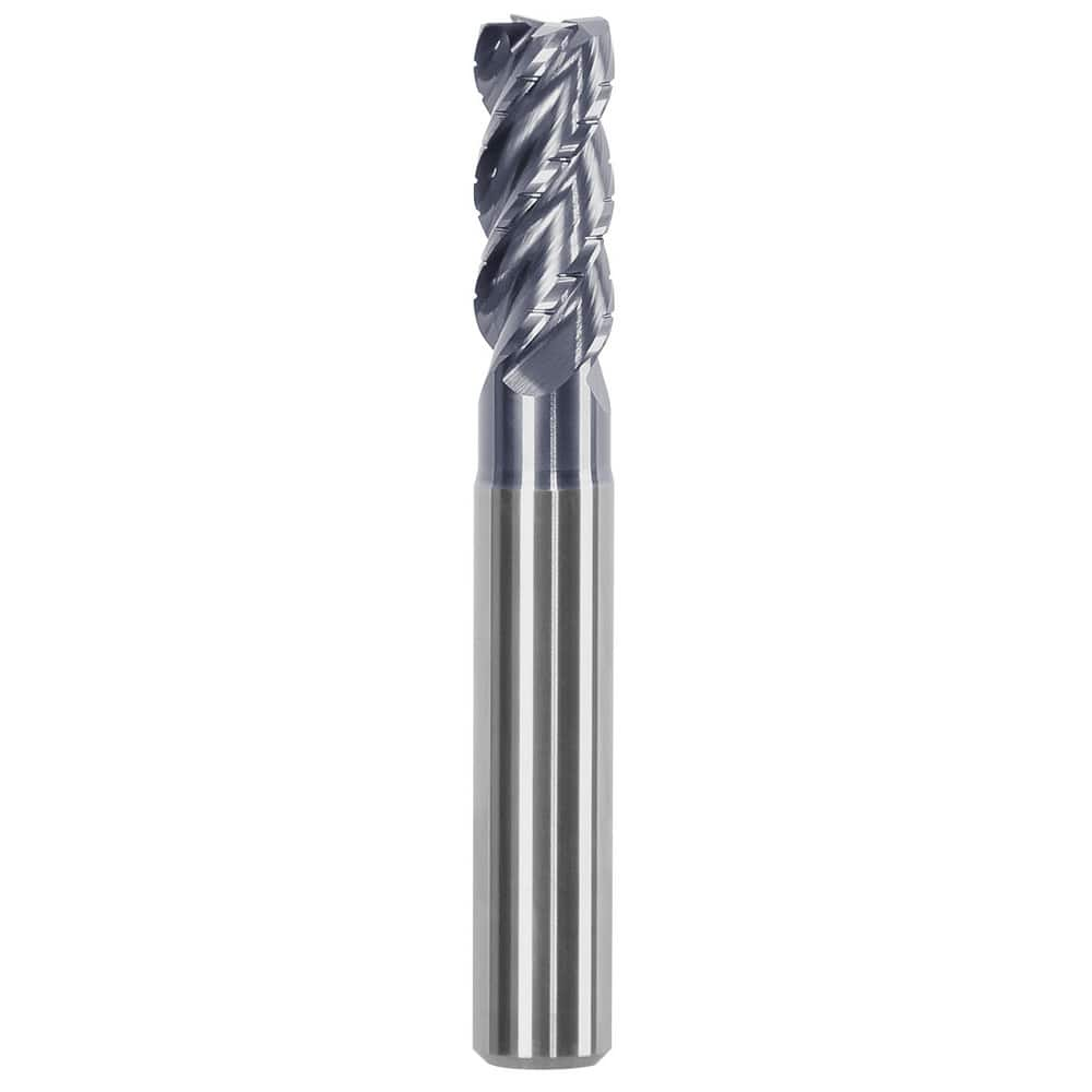 Corner Chamfer End Mill: 0.7087″ Dia, 1.2598″ LOC, 4 Flute, 0.0197″ Chamfer Width, Solid Carbide 3.66 mm OAL, AlTiN Coated, Centercutting