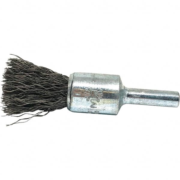 Brush Research Mfg. - 1/2" Brush Diam, Crimped, End Brush - 1/4" Diam Steel Shank, 20,000 Max RPM - A1 Tooling