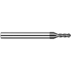 Ball End Mill: 0.5″ Dia, 1.5″ LOC, 4 Flute, Solid Carbide 3″ OAL, 1/2″ Shank Dia, 30 ° Helix, CVD Diamond Coated, Single End