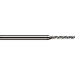 Ball End Mill: 0.125″ Dia, 0.875″ LOC, 3 Flute, Solid Carbide 2-1/2″ OAL, 1/8″ Shank Dia, 30 ° Helix, Uncoated, Single End