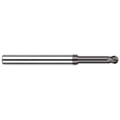 Ball End Mill: 0.1562″ Dia, 0.235″ LOC, 4 Flute, Solid Carbide 3″ OAL, 3/16″ Shank Dia, 30 ° Helix, CVD Coated, Single End