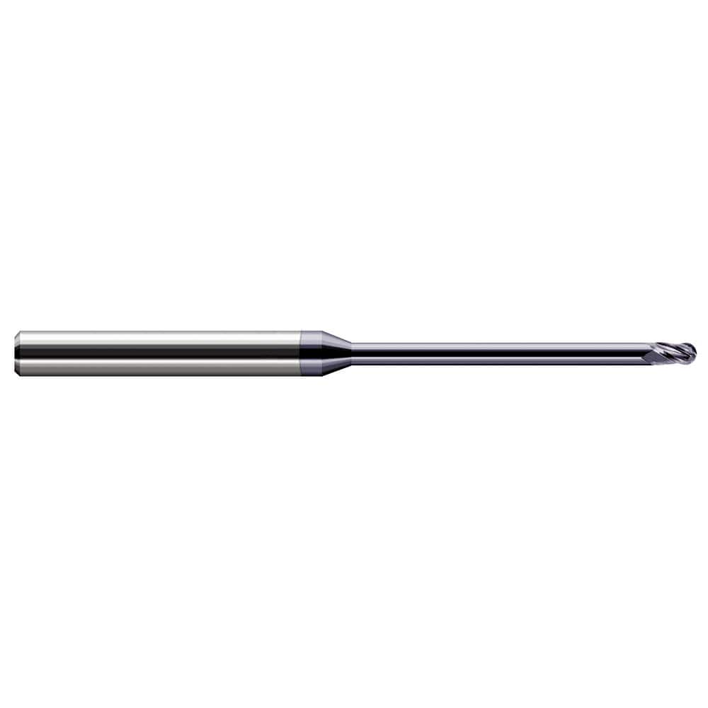 Harvey Tool - Ball End Mills; Mill Diameter (Decimal Inch): 0.0600 ; Number of Flutes: 3 ; Length of Cut (Decimal Inch): 0.0900 ; Material: Solid Carbide ; Overall Length (Inch): 2-1/2 ; Overall Length (Decimal Inch): 2.50000 - Exact Industrial Supply