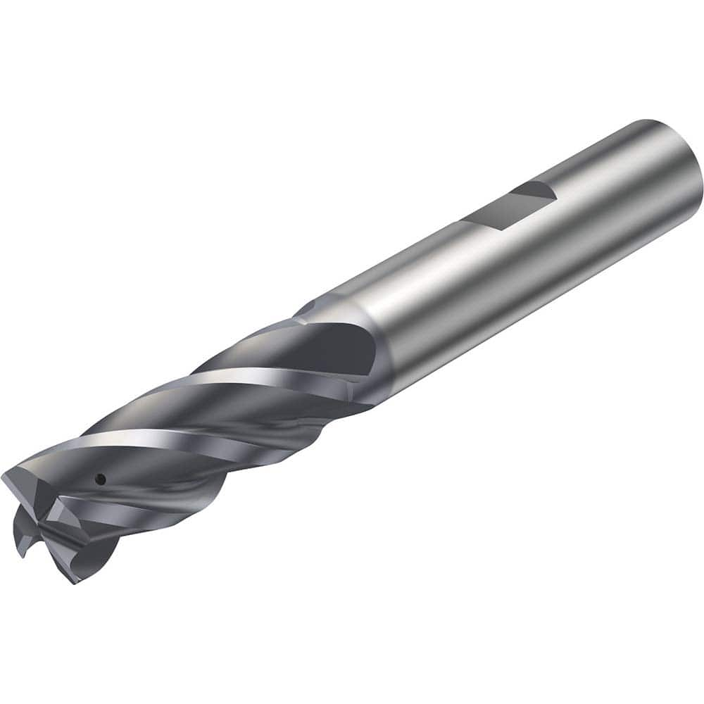 Corner Chamfer End Mill: 0.472″ Dia, 4 Flute, Solid Carbide 83 mm OAL, 12 mm Shank Dia, 38 ° Helix, AlTiN Coated, Centercutting