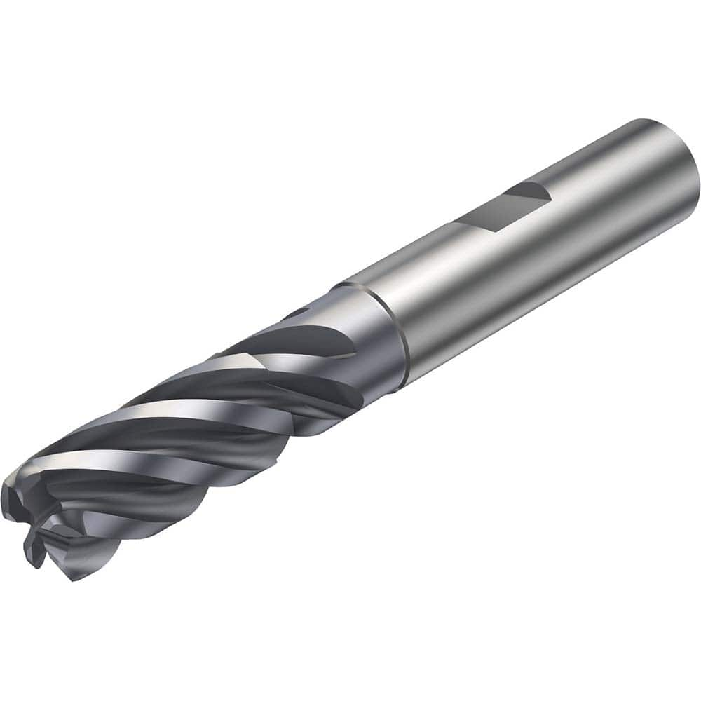 Corner Radius End Mill: 0.472″ Dia, 0.079″ Radius, 5 Flutes, Solid Carbide 38 ° Helix, AlCrN Coated, Corner Radius End, Series CoroMill Plura