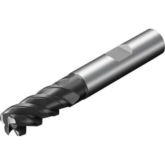 Corner Radius End Mill: 0.157″ Dia, 0.02″ Radius, 3 Flutes, Solid Carbide 48 ° Helix, TiAlN Coated, Corner Radius End, Centercutting, Series CoroMill Plura