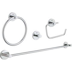 Grohe - Washroom Shelves, Soap Dishes & Towel Holders; Type: 4-in-1 Accessory Set ; Material: Metal ; Length (Inch): 26 ; Width (Inch): 7.5 ; Depth (Inch): 2.36 ; Finish/Coating: Chrome - Exact Industrial Supply