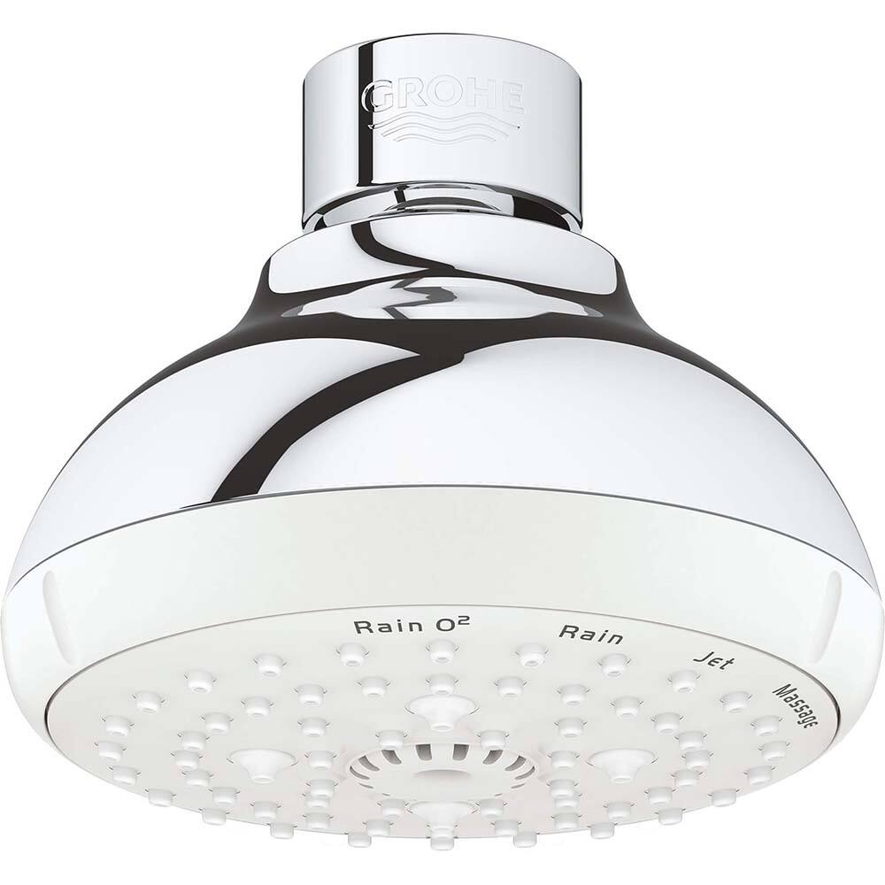 Grohe - Shower Heads & Accessories; Type: Shower Head ; Material: Metal ; GPM: 1.75 ; Face Diameter: 4 (Inch); Finish/Coating: Polished Chrome ; Settings: Spray, Pulse, Combination Pulse-Massage - Exact Industrial Supply