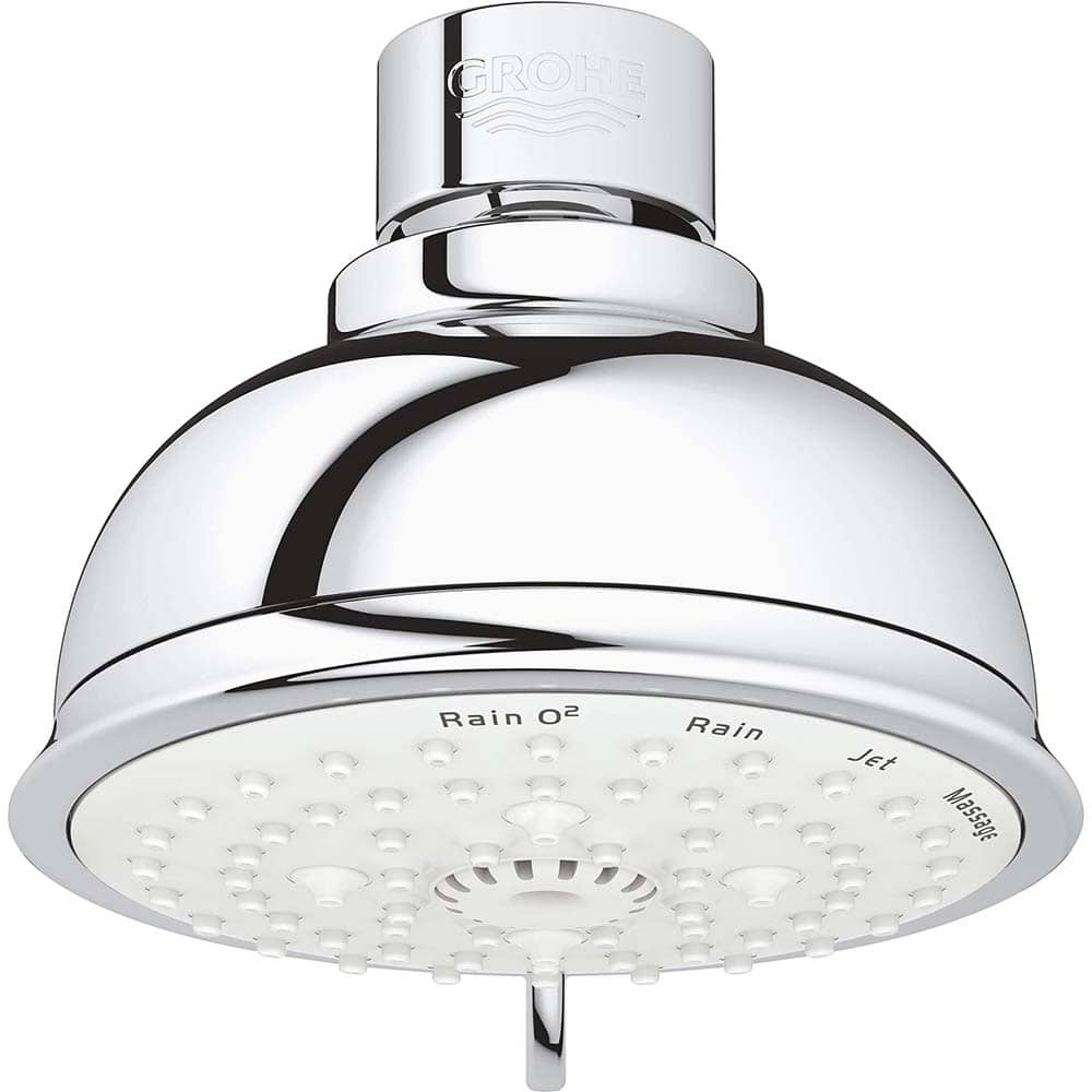 Grohe - Shower Heads & Accessories; Type: Shower Head ; Material: Metal ; GPM: 1.75 ; Face Diameter: 4 (Inch); Finish/Coating: Polished Chrome ; Settings: Spray, Pulse, Combination Pulse-Massage - Exact Industrial Supply