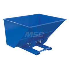 Stationary Tilt Hopper: 2,000 lb Capacity, 82″ Wide, 69″ Long, 51″ High Blue, Powder Coated Steel, Hand Control