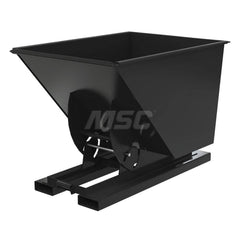 Stationary Tilt Hopper: 4,000 lb Capacity, 42″ Wide, 62″ Long, 43″ High Black, Powder Coated Steel, Hand Control