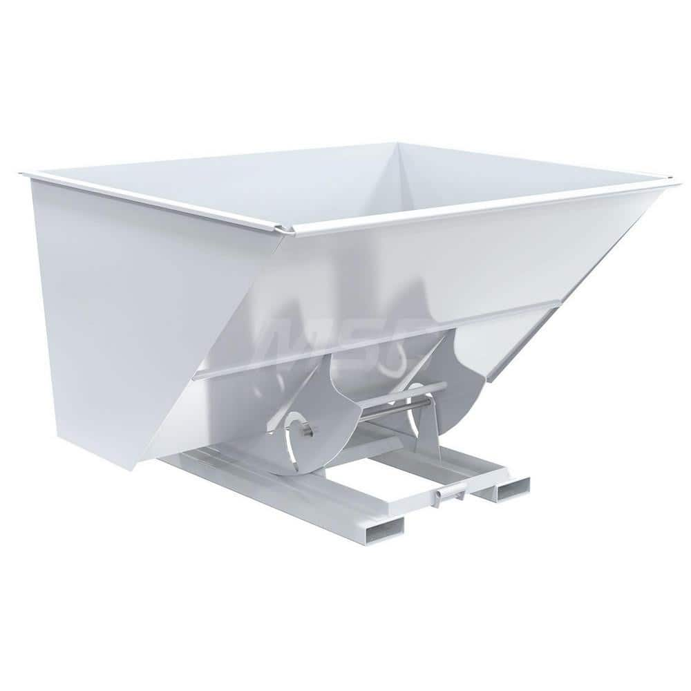 Stationary Tilt Hopper: 6,000 lb Capacity, 82″ Wide, 69″ Long, 51″ High White, Powder Coated Steel, Hand Control