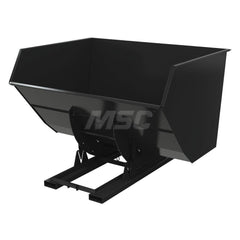 Stationary Tilt Hopper: 6,000 lb Capacity, 79″ Wide, 90.25″ Long, 64.375″ High Black, Powder Coated Steel, Hand Control