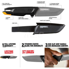 Utility Knife: 5.8″ Handle Length, Single Edge Plastic & Steel Handle, 4″ Blade Length