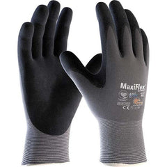 General Purpose Work Gloves: Large, Nitrile Coated, Nylon Gray, Elastane-Lined