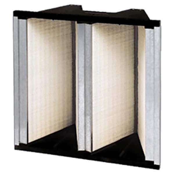 Pleated Air Filter: 24 x 24 x 12″, MERV 13, V-Bank Mini-Pleat Synthetic, Plastic Frame, 2,500 CFM