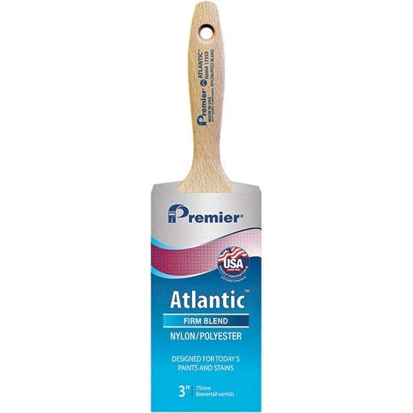 Premier Paint Roller - 3" Tapered Nylon/Polyester Varnish Brush - 3-3/16" Bristle Length, 5-1/2" Wood Beavertail Handle - A1 Tooling