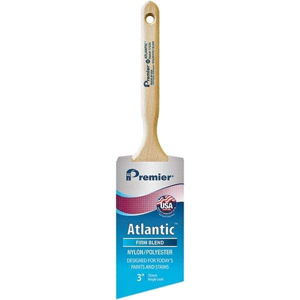 Premier Paint Roller - 3" Tapered Nylon/Polyester Angular Brush - 3-3/16" Bristle Length, 7-1/2" Wood Sash Handle - A1 Tooling