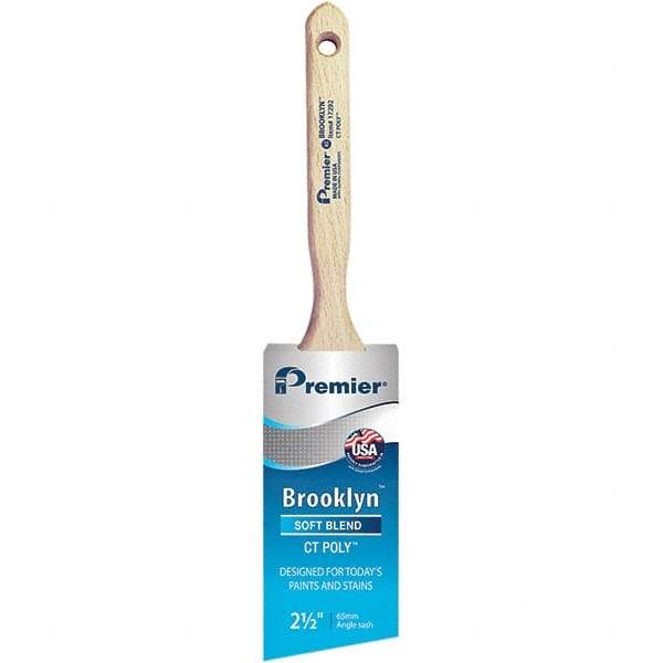 Premier Paint Roller - 2-1/2" Tapered Polyester Angular Brush - 2-15/16" Bristle Length, 7-1/2" Wood Sash Handle - A1 Tooling