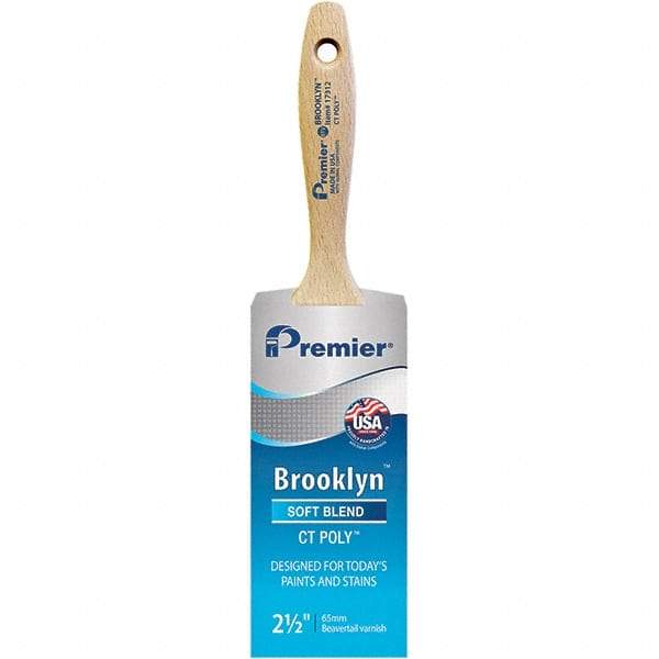 Premier Paint Roller - 2-1/2" Tapered Polyester Varnish Brush - 2-15/16" Bristle Length, 5-1/2" Wood Beavertail Handle - A1 Tooling