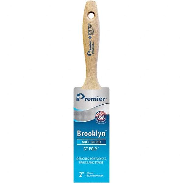 Premier Paint Roller - 2" Tapered Polyester Varnish Brush - 2-11/16" Bristle Length, 5-1/4" Wood Beavertail Handle - A1 Tooling