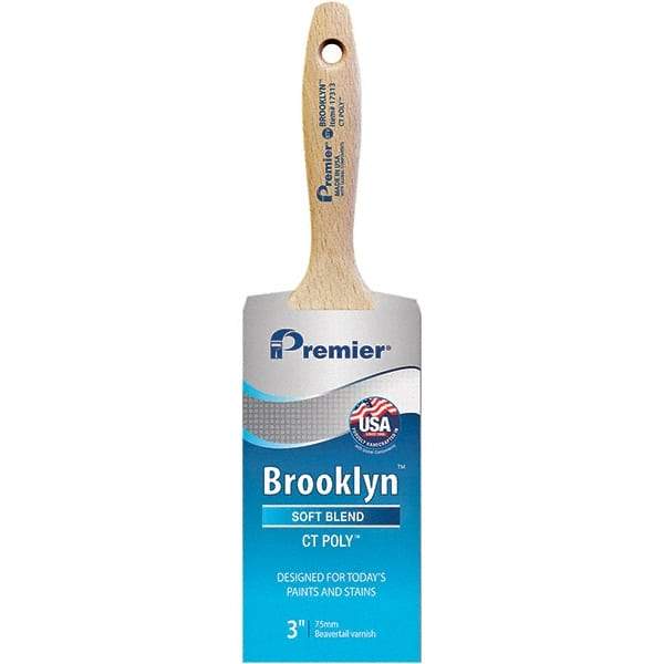 Premier Paint Roller - 3" Tapered Polyester Varnish Brush - 3-3/16" Bristle Length, 5-3/4" Wood Beavertail Handle - A1 Tooling