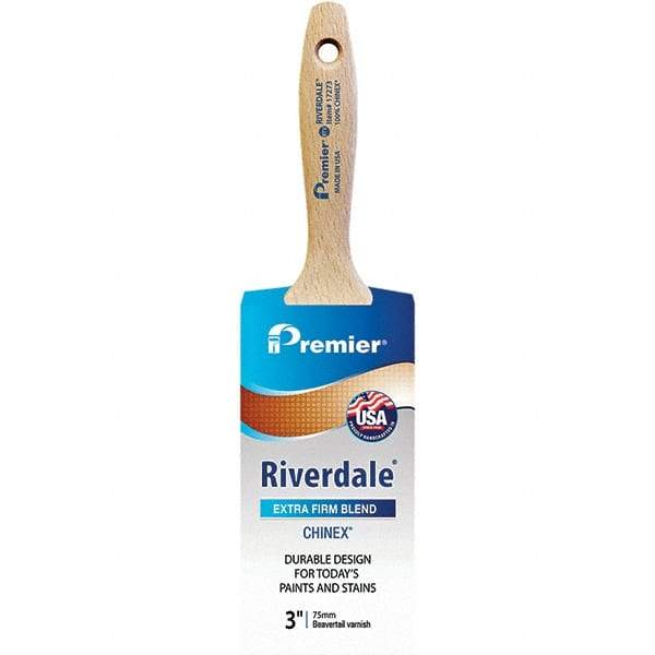 Premier Paint Roller - 3" Tapered Nylon Varnish Brush - 3-3/16" Bristle Length, 6" Wood Beavertail Handle - A1 Tooling