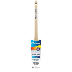 Premier Paint Roller - 1-1/2" Tapered Nylon/Polyester Trim Brush - 2-3/16" Bristle Length, 7" Wood Sash Handle - A1 Tooling