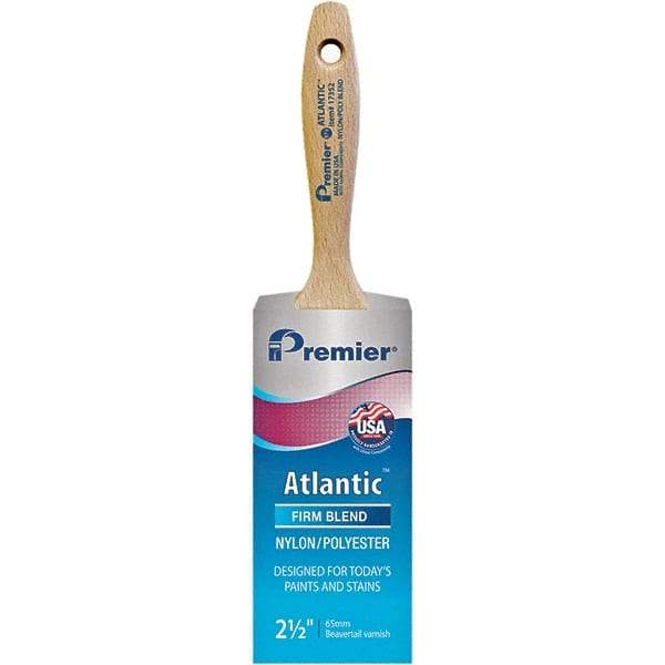 Premier Paint Roller - 2-1/2" Tapered Nylon/Polyester Varnish Brush - 2-15/16" Bristle Length, 5-1/2" Wood Beavertail Handle - A1 Tooling