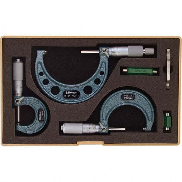 Mitutoyo - Mechanical Outside Micrometer Sets Minimum Measurement (Inch): 0 Maximum Measurement (Inch): 3 - A1 Tooling