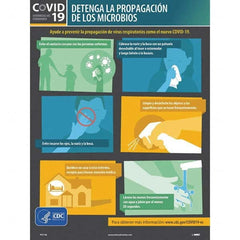 NMC - "COVID 19 - Detenga La Propagacion De Los Microbios", 18" Wide x 24" High, Paper Safety Sign - A1 Tooling