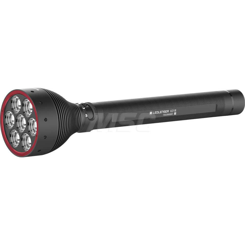 Aluminum Handheld Flashlight Flashlight 5000 Lumens, LED Bulb, Black Body, Includes (1) Battery Kit, Floating Charge System, Mounting Material, Power Supply, Roll Protection, Tripod Holder & Carrying Strap